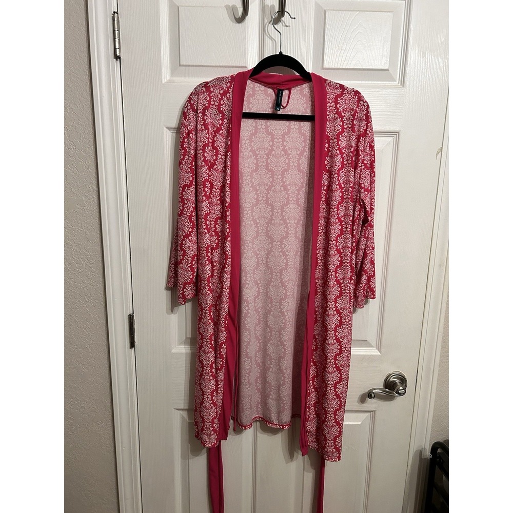 Laura Ashley XL Pink Floral Chinoiserie Robe Intimates Kimono Sleepwear Wrap - Picture 4 of 12